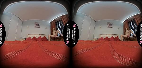  Solo model, Atisha is masturbating in her bed, in VR